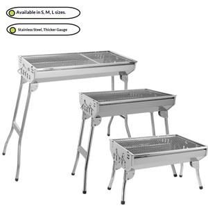 Barbecue portable pliable en acier inoxydable épaissi pour charbon de bois, équipement de camping extérieur, gril BBQ pour grillades au charbon - Product Image 5