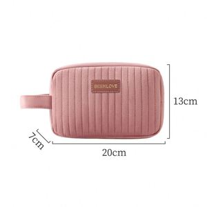 Sac de maquillage et de soins capillaires pour femme, personnalisable, à rayures et à carreaux, en velours, avec fermeture éclair - Product Image 2