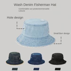 Women Summer New Arrival Denim Fisherman <b>Hat</b> Washed Distressed Jean Bucket <b>Hat</b> - Product Image 2
