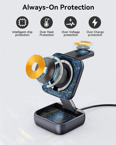 Cargador Inalámbrico Magnético <span class=keywords><strong>3</strong></span> en 1 Plegable, Estación de Carga Rápida Desmontable de 15W para iPhone, <span class=keywords><strong>Apple</strong></span> Watch y <span class=keywords><strong>AirPods</strong></span> - Product Image 5