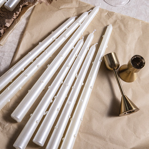LANJO Bougies coniques élégantes en perles blanches, longues, non parfumées, faites à la main, pour Noël, mariages, centres de table et décoration intérieure - Product Image 6