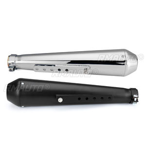 Silencieux d'échappement universel pour moto Cafe Racer, 44.5CM, 17,5 pouces, avec support coulissant, noir mat argenté - Product Image 2