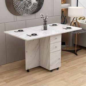 <span class=keywords><strong>Table</strong></span> de cuisine pliante avec étagère de rangement, <span class=keywords><strong>2</strong></span> tiroirs de rangement, <span class=keywords><strong>table</strong></span> de cuisine extensible mobile pour gagner de la place - Product Image 4