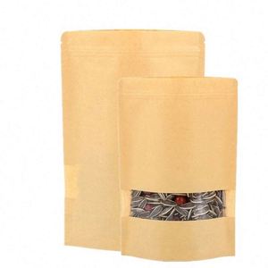 Sacs en papier kraft refermables à fermeture éclair pour aliments, 22x31cm, prix usine, pack promotionnel - Product Image 1
