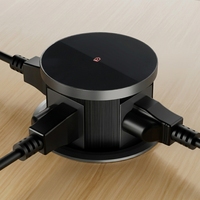 Tour de prises motorisée escamotable avec charge sans fil, 3 prises CA, USB-A, USB-C 15W, et prises étanches pour bureau