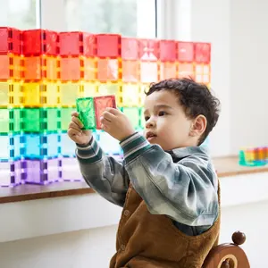 Tuiles magnétiques amusantes et fonctionnelles 100 pièces carreaux magnétiques blocs de construction enfants jouets cadeaux pour garçons filles 3 ans