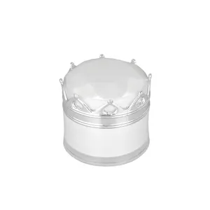 Frasco de creme de acrílico elegante, recipiente para cosméticos preto com coroa de 10g 20g 50g