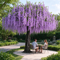 Grand arbre artificiel de glycine en soie, arbre fleuri violet pour mariage, arbre de glycine artificiel en fibre de verre pour décoration