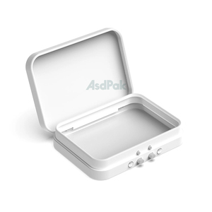 Boîte rectangulaire personnalisée en fer blanc argenté avec charnière pour crème contour des yeux 15ml, surface brillante, recyclable, pour gommes à mâcher aux herbes - Product Image 4