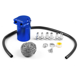 Getitall Boîte de ventilation d'huile en aluminium 05007A à deux trous pour récupération des gaz d'échappement, pour modification automobile, avec laine d'acier et ruban téflon - Product Image 2
