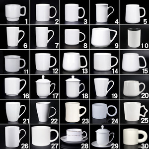 Taza de cerámica blanca simple de 320 ml con asa de color sólido para uso doméstico, taza para agua o leche - Product Image 3