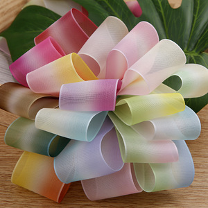 Pita Cetak Pelangi Benang Berdensitas Tinggi Gradasi Warna-warni untuk Kemasan Bunga Hadiah 40mm 100 yard - Product Image 2