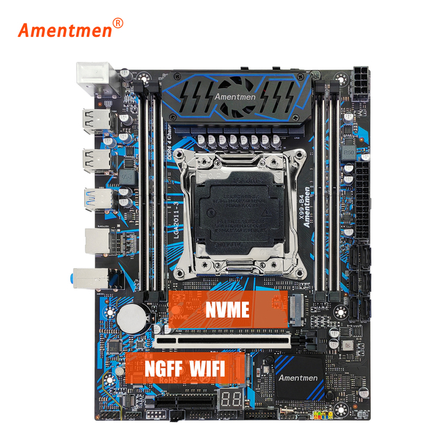 Amentmen X99 B4 4 Channel DDR4 Memory Support TPM 2.0 with VRM Cooler M ATX Motherboard 2m.2 with Wifi Slot