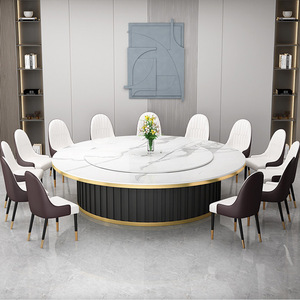 <span class=keywords><strong>Tavolo</strong></span> da Pranzo di Lusso in Acciaio e Pietra con Piatto Girevole Elettrico e Piano Cottura a Induzione, Pieghevole per 8 Persone, per Casa, Hotel e Villa - Product Image 5