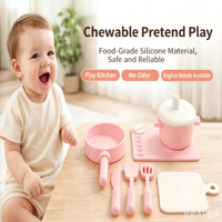 Ensemble de jouets de cuisine en silicone pour enfants, jouets de jeu de rôle de cuisine, mini ustensiles de cuisine, ensemble de jeu éducatif