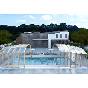 Cubierta de Piscina de <span class=keywords><strong>Policarbonato</strong></span> con Marco de Aluminio de Tamaño Personalizado, Techo Retráctil <span class=keywords><strong>para</strong></span> Piscina Exterior, Cubierta de Vidrio - Product Image 6