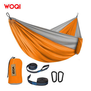 Hamac de camping double Woqi orange et gris en nylon 210T, portable, pour arbres, léger, pour les voyages - Product Image 1