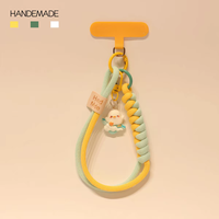 Dragonne de téléphone en cordon tressé fait main, porte-clés 2-en-1, avec breloque oiseau mignon Kawaii, accessoire anti-chute, cadeau, vente en gros, personnalisable