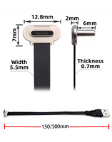 Câble d'extension flexible USB2.0 vers Type C à angle droit pour ordinateur portable, tablette, téléphone