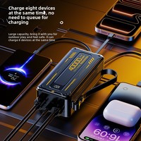 Batterie externe portable haute capacité 50000 mAh, charge super rapide 22,5 W, avec 4 câbles et corde de suspension, lampes de camping