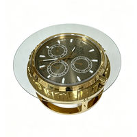 Luxuriöser Goldener Uhren-Couchtisch Moderner Designer Chronograph-Zifferblatt Gehärtetes Glas Beistelltisch für Villen und Luxuswohnungen Projekte