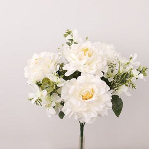 <b>Artificial</b> <b>Peony</b> Flower Bouquet 7-Forked Lily High Simulation Plastic Silk Wedding Home Decor Photography Props - Product Image 3