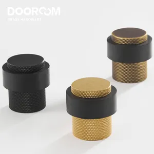 Dooroom Knurled Brass Environmental Rubber Door Stops Bathroom Door Stopper Heavy Duty Floor Mount Bumper Non-magnetic Door Hold