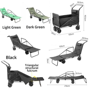 Hikeon 2-in-1 Portable Quick-Release Steel Folding Bed &amp; Four-Wheel <strong>Cart</strong>-Dual-Use Design for Camping <strong>Beach</strong> &amp; Garden - Product Image 4