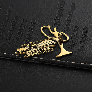 Desainer Kustom Besi Tahan Karat Berongga Kerah Pin Lencana Berlapis Emas Huruf Logo Bros Pin Bros Pin untuk Wanita Pria Setelan - Product Image 5