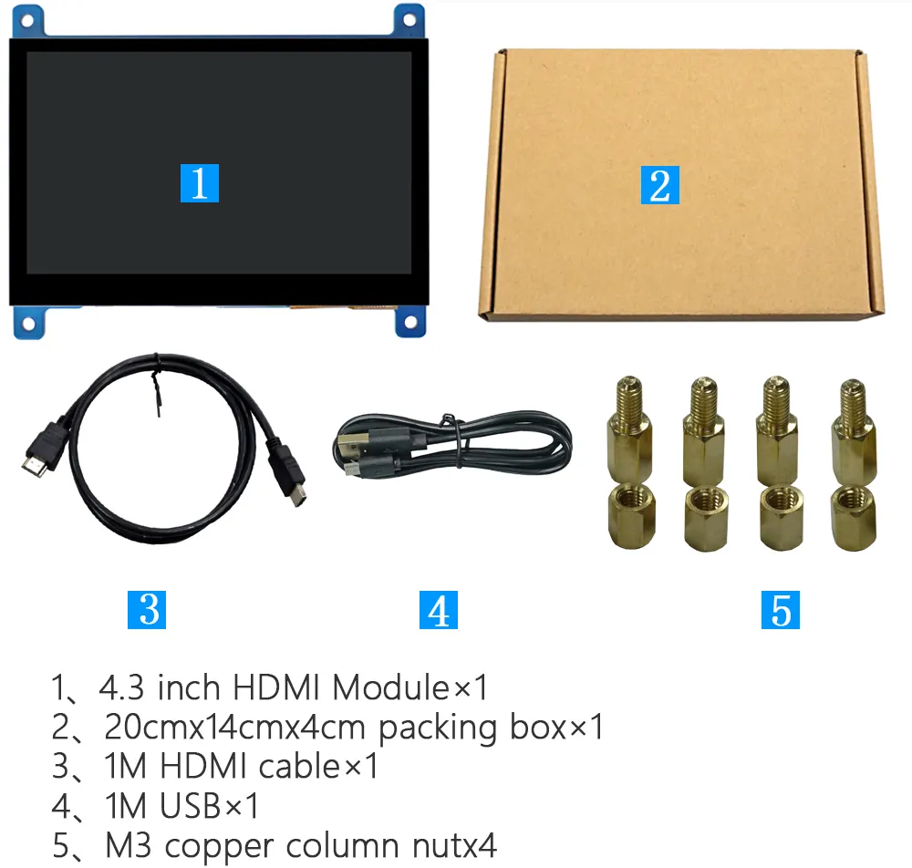 HDMI 인터페이스 LCD 디스플레이가있는 저항성 터치 패널이있는 4.3 ''4.3 인치 tft LCD