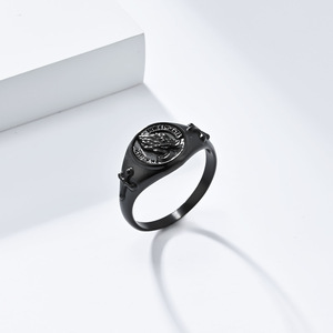 Hip Hop Minimalist Prayer Hand Cross <b>Titanium</b> Steel <b>Ring</b> Unisex Jewelry Gift Silver Gold Black - Product Image 3