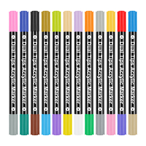 <span class=keywords><strong>Pennarelli</strong></span> <span class=keywords><strong>Acrilici</strong></span> a Doppia <span class=keywords><strong>Punta</strong></span> 12/24/36/48 Colori per Pittura su Legno, Tela, Pietra, Roccia, Vetro, Ceramica e Progetti Fai-da-Te - Product Image 1