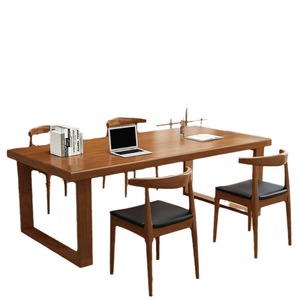 Escritorio Largo de Madera Maciza Shulin, Mesa de Estudio Rectangular Estable para Oficina, Banco de Trabajo Estilo Japonés Wabi Sabi - Product Image 5