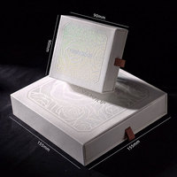 Boîte à bijoux à tiroir gaufrée rose irisée, emballage d'accessoires floqué de luxe léger, boîte cadeau pour bijoux avec LOGO personnalisable