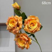 Groothandel Herfstserie Bruin Oranje Enkelstam Zijden Kunstbloem Bloemstuk Accessoires voor Evenementendecoratie