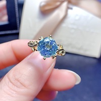 Factory Wholesale Ready to Ship 925 Sterling Silver Natural Flower Cut Topaz Ring Low OEM ODM MOQ for Online Boutique Stores