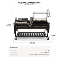 Barbecue argentin multifonctionnel avec moteur de rôtissoire rechargeable et grille réglable pour la cuisson en extérieur