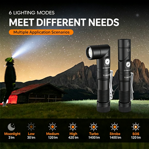 Nouvelle lampe torche tactique rotative <span class=keywords><strong>T21</strong></span> avec aimant, étanche IP66, AA 1400 lumens, laser, pour le camping, la pêche, le travail et l'entretien en extérieur - Product Image 3