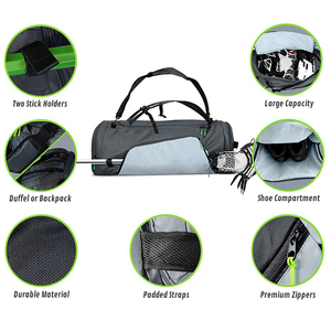 Mochila <span class=keywords><strong>De</strong></span> 75L, bolsa <span class=keywords><strong>de</strong></span> lona <span class=keywords><strong>de</strong></span> 2 vías, cruzada, Lacrosse, 2 palos y todo su equipo LAX - Product Image 2