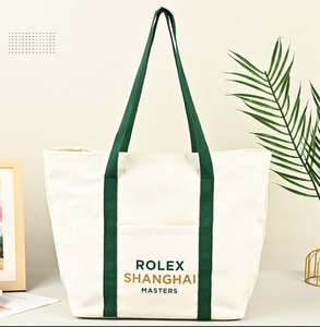 Sac fourre-tout en <span class=keywords><strong>toile</strong></span> vert contrastant avec larges bretelles, grande capacité, poche avant, sac à bandoulière réutilisable pour le shopping - Product Image 3