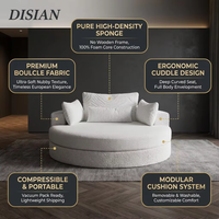 Fauteuil Rond en Mousse Compressible, Fauteuil d'Appoint de Luxe en Bouclé, Vente en Gros pour Hôtels et Appartements