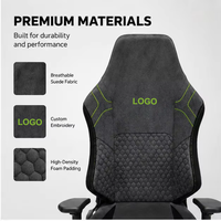 Chaise de jeu ergonomique noire avec siège large, coussins en mousse haute densité, tissu moelleux pour la maison et le bureau