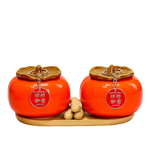 Decoración de Cerámica con Forma de Caqui, 2 Piezas, Hechas a Mano, Decoración para Mesa, Regalo de Inauguración de Casa - Product Image 5