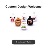Clochette en laiton en forme d'animal de dessin animé, porte-bonheur japonais, pendentif poussin, cerf Maneki Neko Kokeshi en métal peint, cadeau