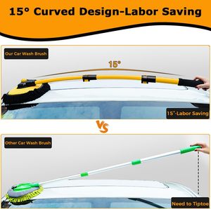 WillingHeart Spazzola Curva per Lavaggio Auto con Manico Lungo 43" e Asta di Prolunga, Mop in Microfibra Modello BS-WH1 per Camper/Camion/SUV/Barca - Product Image 2