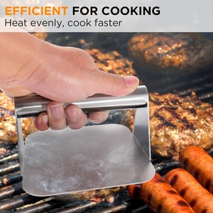 Presse à hamburgers en acier inoxydable avec fond plat, conception monobloc pour <span class=keywords><strong>la</strong></span> préparation de galettes de viande antiadhésives en cuisine ou au barbecue en plein air - Product Image 4