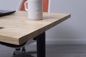 Mesa de escritorio moderna para ordenador de oficina en casa, madera maciza con diseño de metal para trabajar - Product Image 6