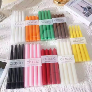 Classic European Colored Paraffin Wax Taper <b>Candles</b> Set of 4 for Holiday Decor Wedding & Candlelight <b>Dinner</b> - Product Image 1