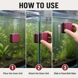 Magnetic Aquarium Glass Cleaner Double Sided Rectangular Stainless Steel Algae Scraper Tool for Fish Tank Cleaning - Product Image 2