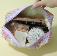 Sac de maquillage de grande capacité à paillettes de luxe léger Sac de rangement portable de haut niveau d'apparence Sac à cosmétiques Stock en gros